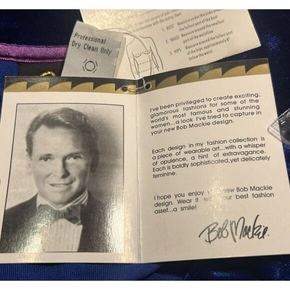 Medium Bob Mackie Blue Velvet Paisley Embroidered Wearable Full Zip Track Jacket - Picture 7 of 9